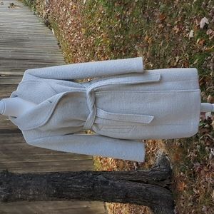 Cole Haan Cream Wrap Belted Wool-Blend Coat